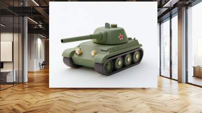 3D cartoon, a tank, on a solid white background Wall mural