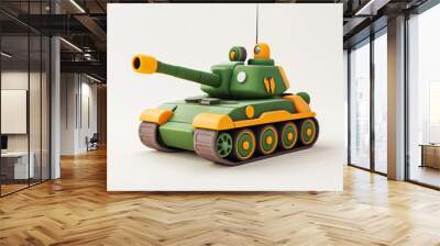 3D cartoon, a tank, on a solid white background Wall mural