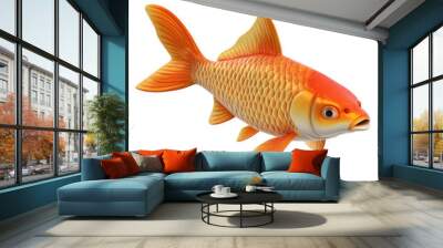 3D cartoon. A carp fish, on a solid white background Wall mural