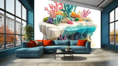 3D cartoon. An undersea landscape, on a solid white background Wall mural