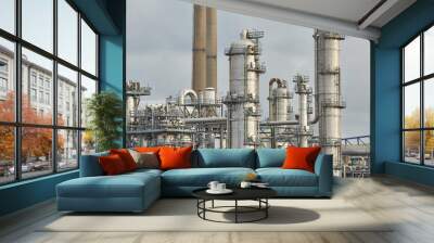 Structures of on oil refinery and chemical plant Wall mural