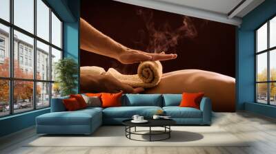 Hot towel compress. SPA treatment Wall mural