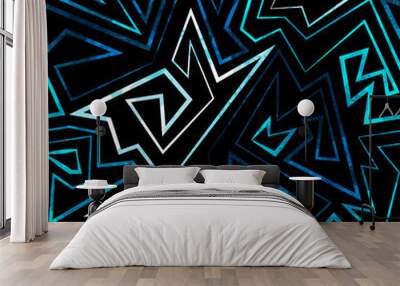 blue neon seamless pattern Wall mural