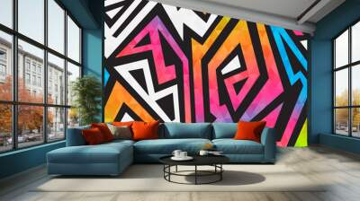 Bright graffiti geometric seamless pattern Wall mural