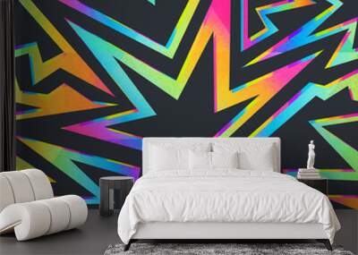 Colored stars geometric seamless pattern. Wall mural