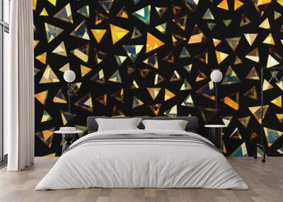 Gold triangle seamless pattern. Wall mural