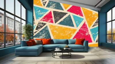 grunge colored triangle seamless pattern Wall mural