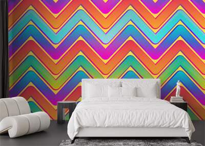 Rainbow waves seamless pattern Wall mural