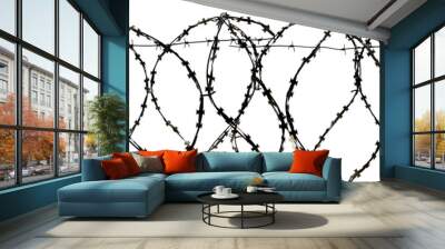 Barbed wire isolate. Territory protection wire Wall mural