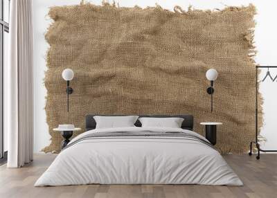 Burlap texture. A piece of torn burlap on a white background. Canvas. Packing material Wall mural