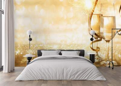 Cheers for a golden new year Wall mural