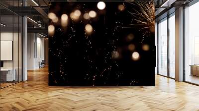 Golden firework in the night sky Wall mural