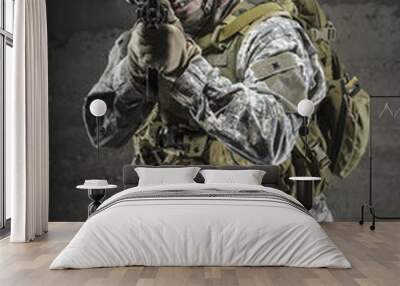 Soldier pointing gun at you Wall mural