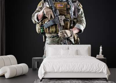 US Army Soldier on Dark Background Wall mural