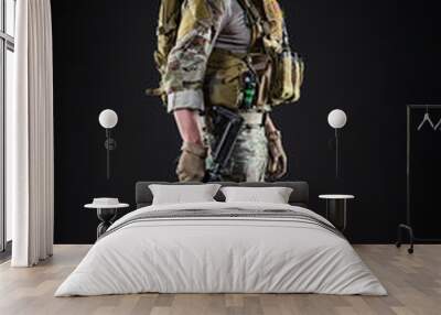 US Army Soldier on Dark Background Wall mural