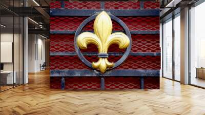 new orleans fleur de lis symbol decorates iron gate Wall mural