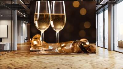 Champagne Celebration with Golden Accents Wall mural