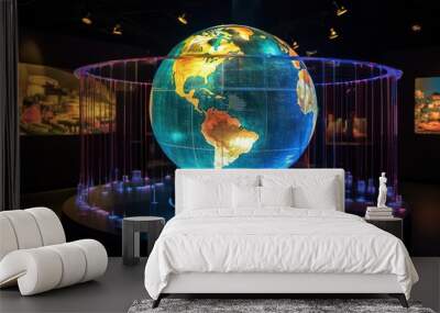 Illuminated Globe Display in a Dark Room Wall mural