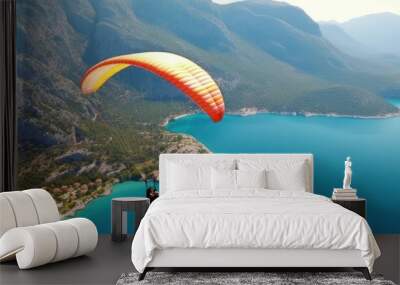 paragliding near a beautiful beach Wall mural