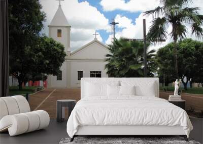 Old church and its square in a country town in Brazil Wall mural