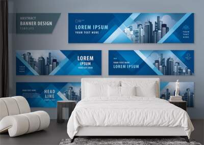 Abstract banner design web template Set, Horizontal header web banner Wall mural