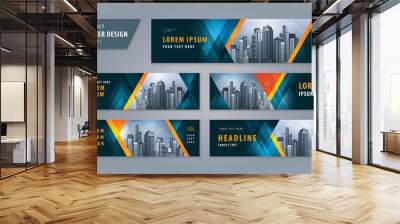 Abstract banner design web template Set, Horizontal header web banner Wall mural