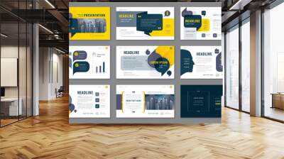 Abstract Presentation Templates, Infographic Black and Yellow elements Template design set Wall mural