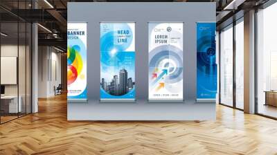 Business Roll Up Set. Standee Design. Banner Template, Abstract Arrow and Target Background vector Wall mural