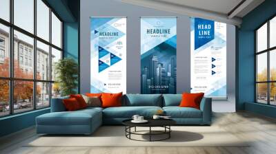 Business Roll Up Set. Standee Design. Banner Template, Abstract Geometric Triangle Background vecto Wall mural