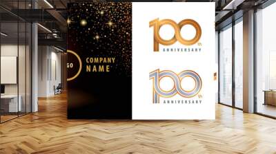 Set of 100th Anniversary logotype design, Hundred years anniversary celebration Wall mural