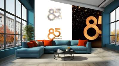 Set of 85th Anniversary logotype design, Eighty five years Celebrate Anniversary Logo Wall mural