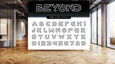 Vector of stylized rounded font and alphabet Wall mural