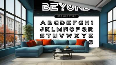 Vector of stylized rounded font and alphabet Wall mural