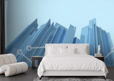 Abstract Background. Success Technology metaverse Connecting Digital Business for Innovation Development concept on Blue. copy space, software, digital, banner, website -3d Rendering Wall mural