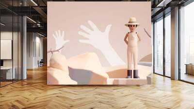 Earth Day to combat desertification. Drought problems with farmers and their impact on farming ecosystems that lack water resources because of crop growing. brown , help, 3d rendering Wall mural