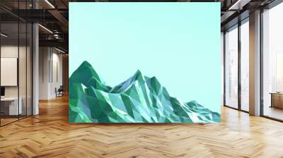 Mountain Landscape Low poly art Gradient Psychedelic with Colorful Blue on Background- 3d rendering Wall mural