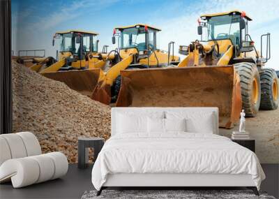 Neatly arranged excavators Wall mural