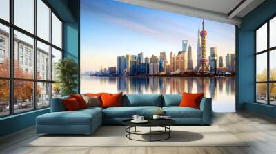 Shanghai city skyline Wall mural