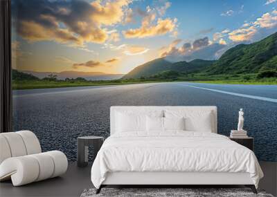 Asphalt road sky high quality Wall mural