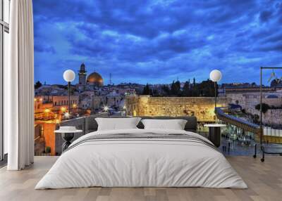 Western Wall, Dome of the Rock and Temple Mount. Jerusalem, Israel. Wall mural