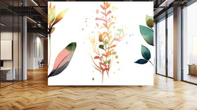 Beautiful watercolor floral collection. Colorful spring vector design Wall mural