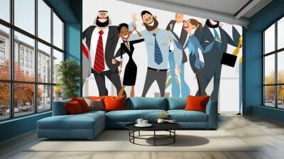 Happy business team Wall mural