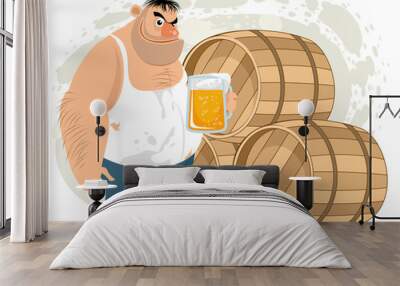 Man drinking beer Wall mural