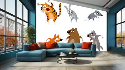 Six funny animals Wall mural