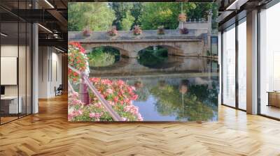 Vue sur  le pont de la Marne, Joinville, Haute Marne, Champagne Ardennes, France Wall mural