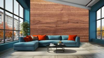 Walnut wood texture. Super long walnut planks texture background.Texture element	 Wall mural