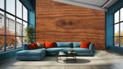 Walnut wood texture. Super long walnut planks texture background.Texture element Wall mural