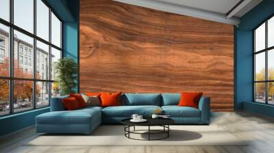 Walnut wood texture. Super long walnut planks texture background.Texture element Wall mural