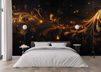 Colored abstractions on a black background Wall mural