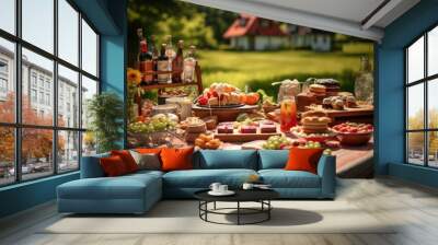 Festive table in the country Wall mural